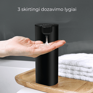 Automatinis muilo dozatorius juodas - dozavimo lygiai