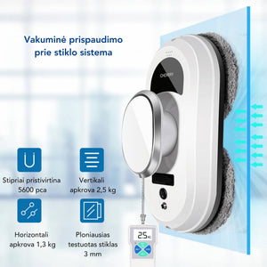 Langų valymo roboto pritraukimo prie stiklo sistema