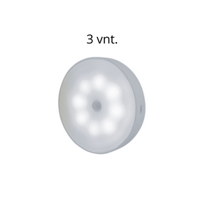 Šviestuvas su judesio davikliu šalta spalva 3vnt. komplektas