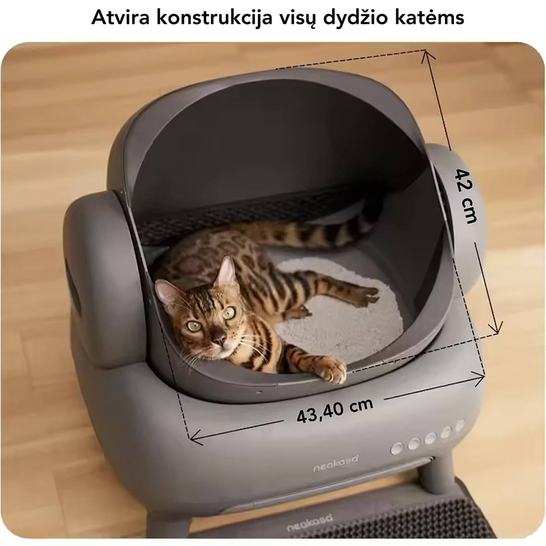 Atviras savaime išsivalantis kačių tualetas didelėms katėms Neaksa M1