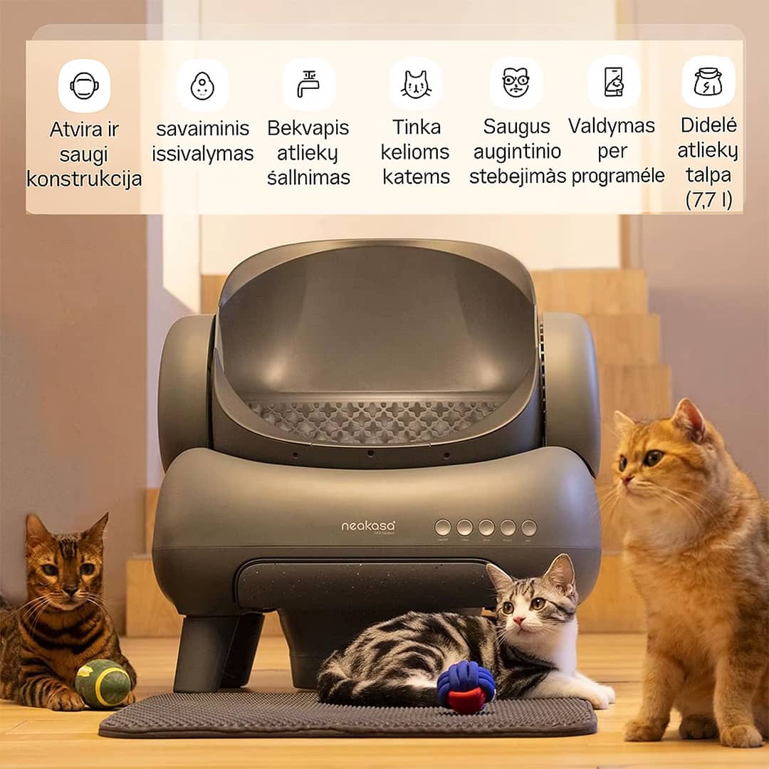 Savaime išsivalantis kačių tualetas Neakasa M1 - privalumai
