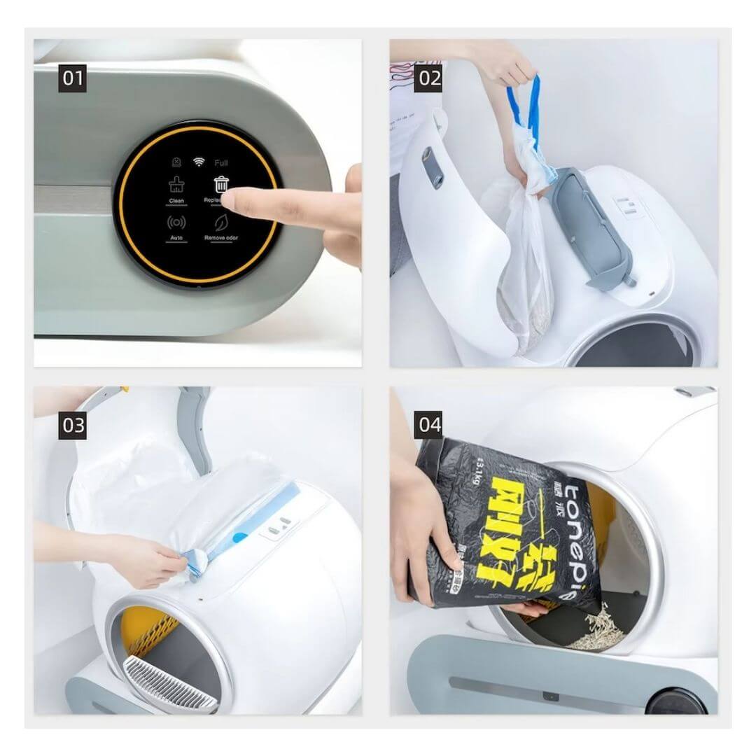 Savaime išsivalantis kačių tualetas TonePie - paprastas naudojimas