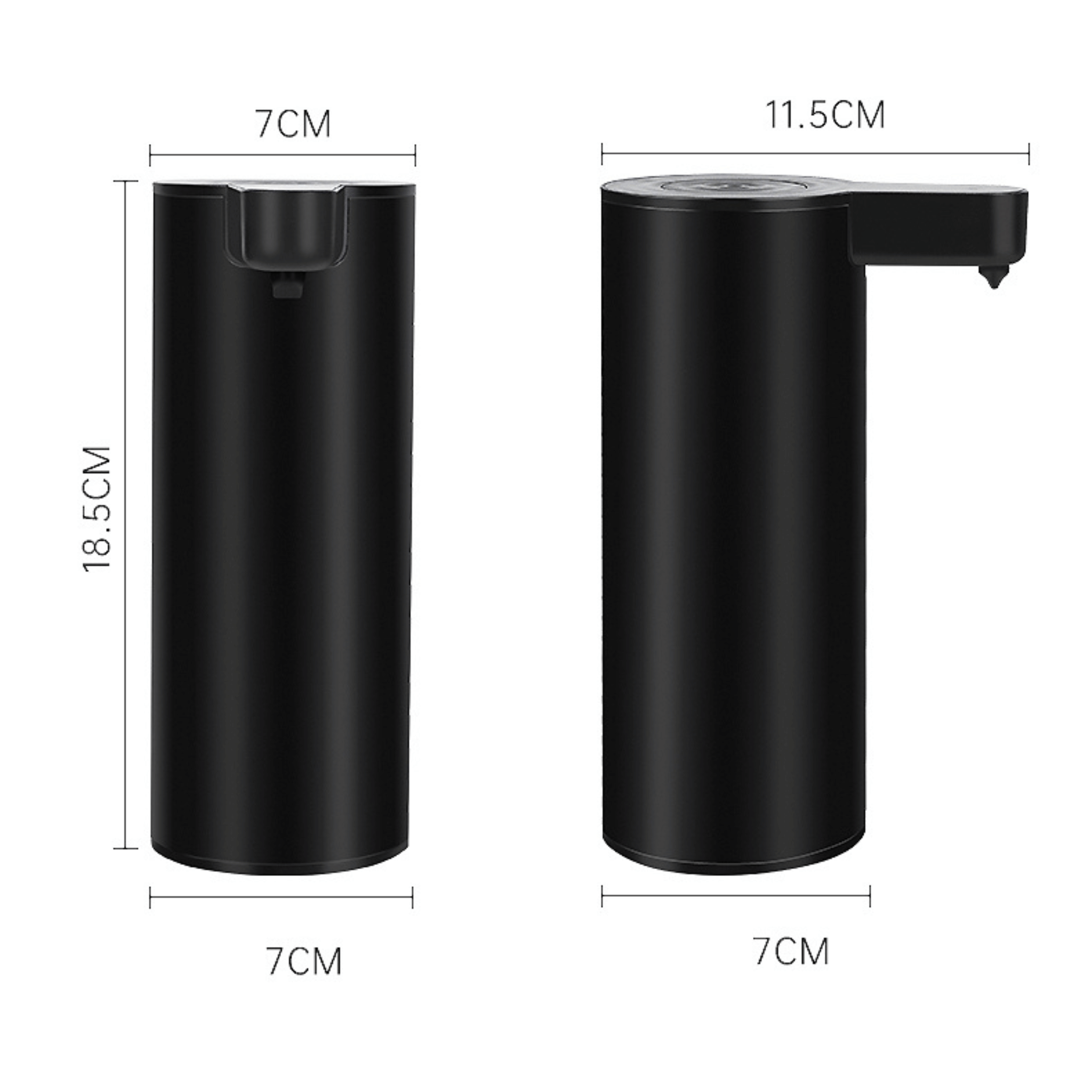 Automatinis muilo dozatorius juodas - išmatavimai