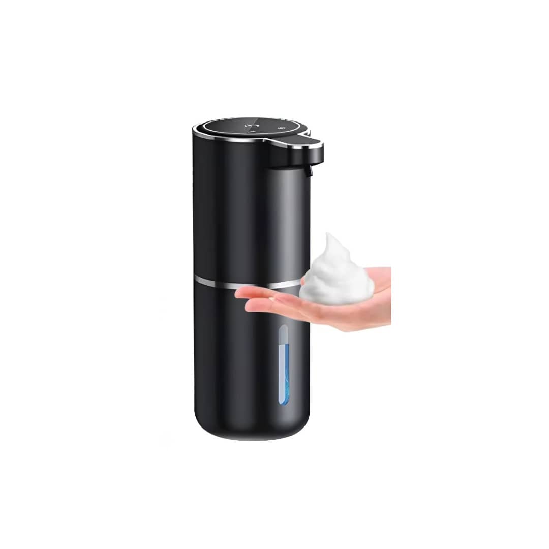 Juodas automatinis muilo putos dozatorius