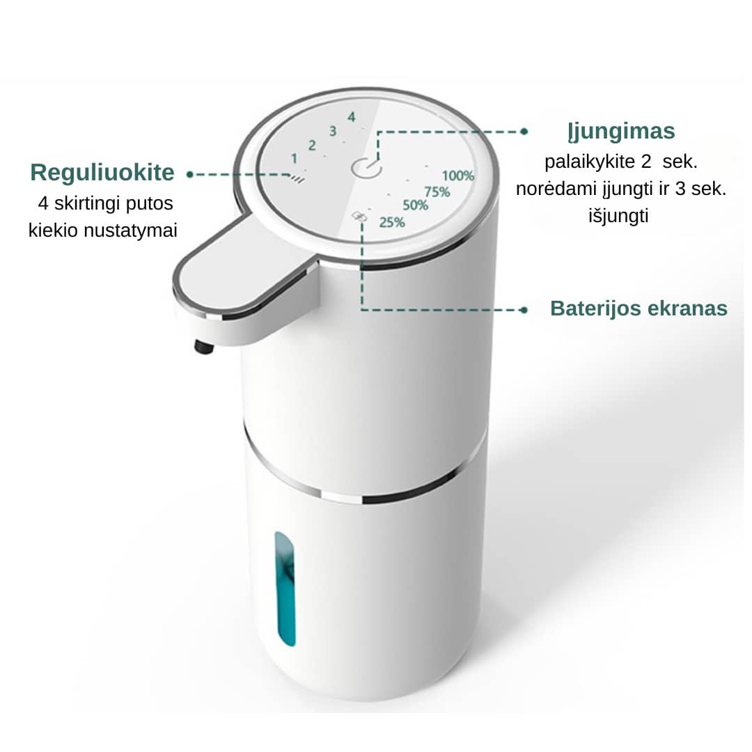bekontaktis muilo putos dozatorius - valdymas