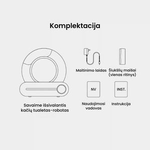 Savaime išsivalančio kačių tualeto roboto TonePie komplektacija
